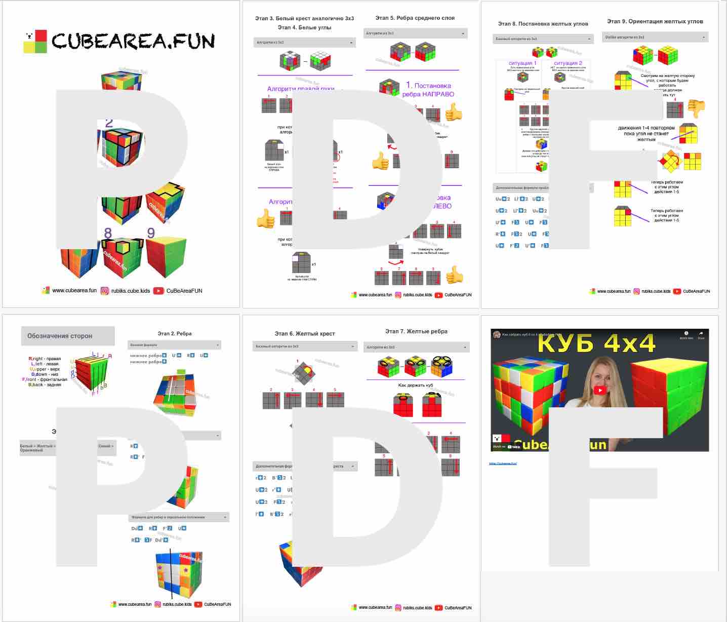 PDF Схема - Как собрать Кубик Рубика 4 на 4 от Cubearea.fun