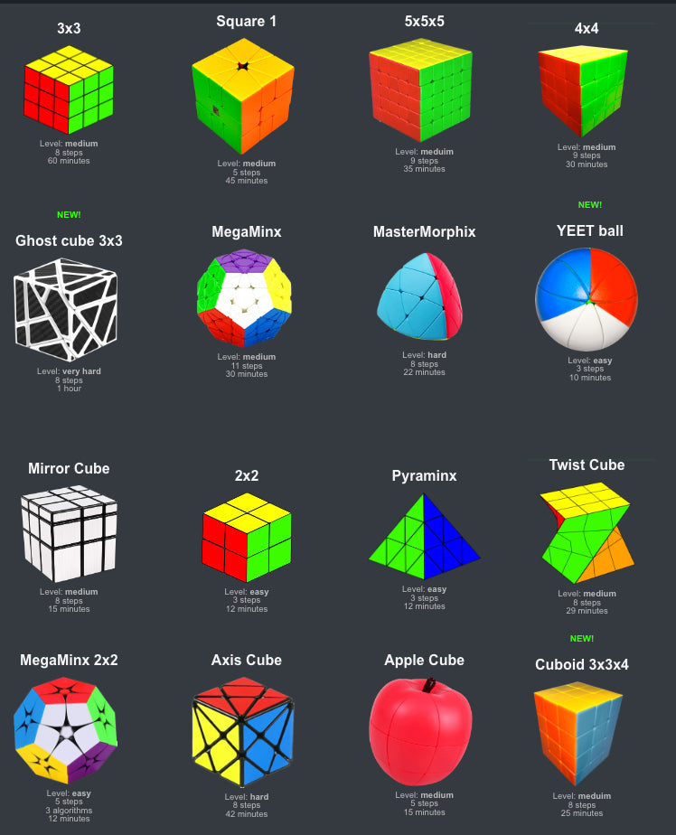 PDF schemes how to solve a Rubik’s cube and different puzzles bundle (16 in total)