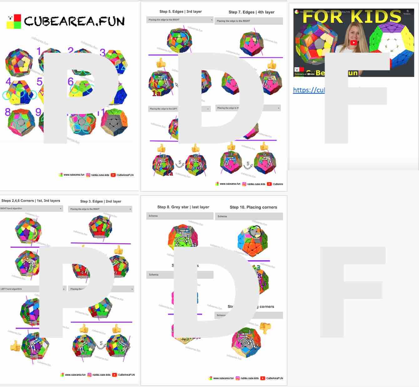 PDF Printable Scheme How to solve a MegaMinx by Cubearea.fun