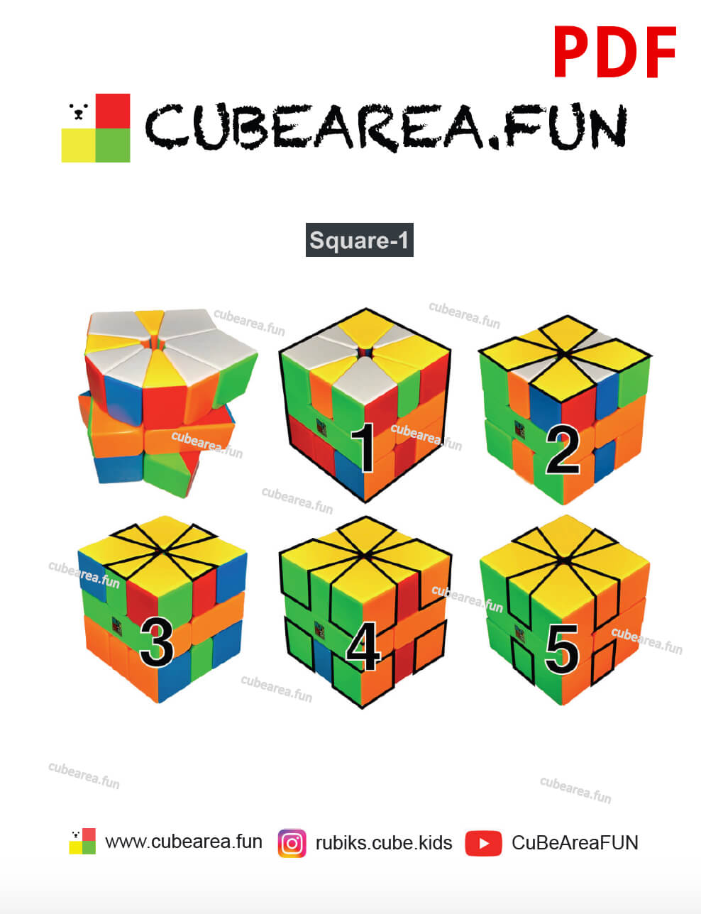 PDF Printable Scheme How to solve Square 1 cube by Cubearea.fun