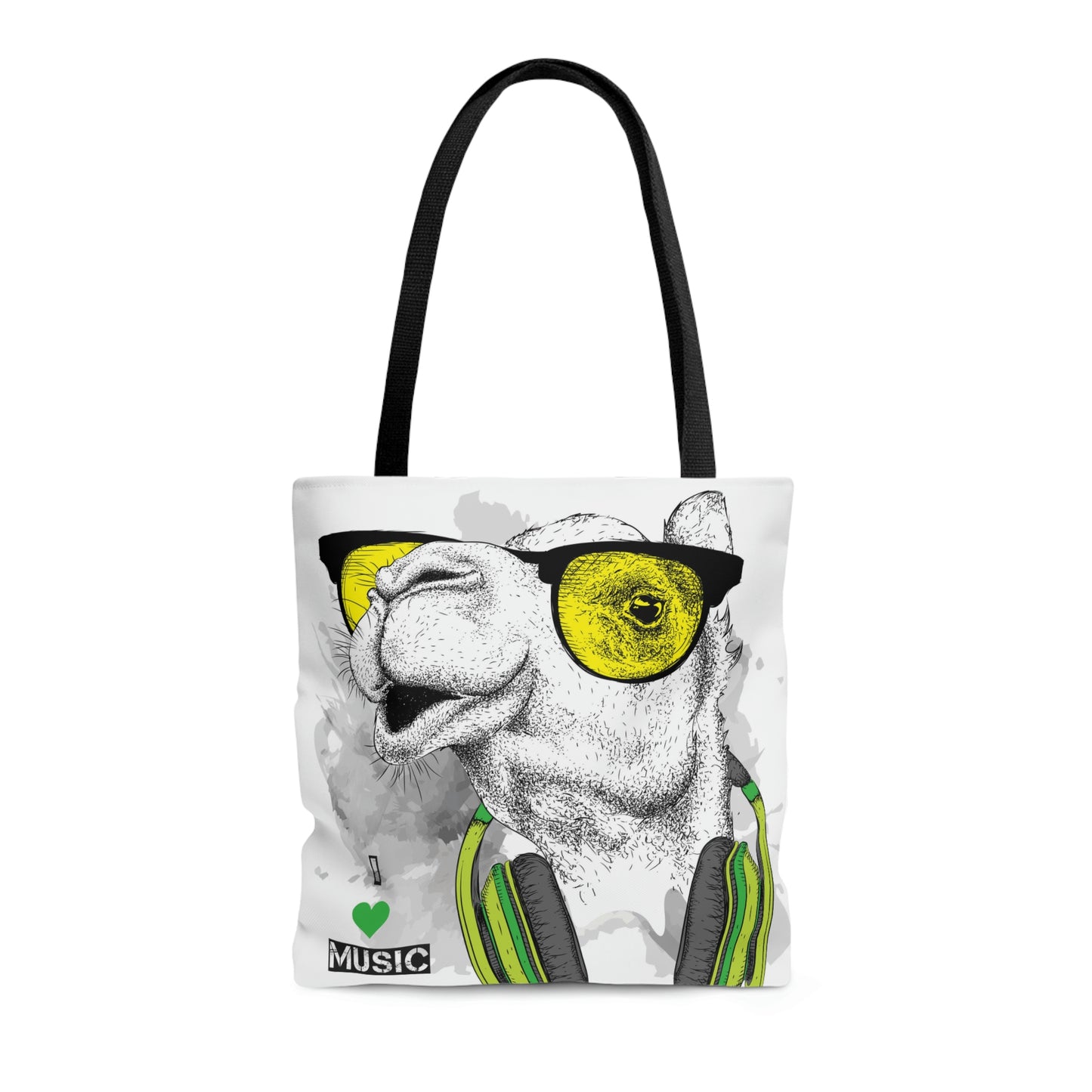 AOP Tote Bag "Camel in the glasses and headphones"