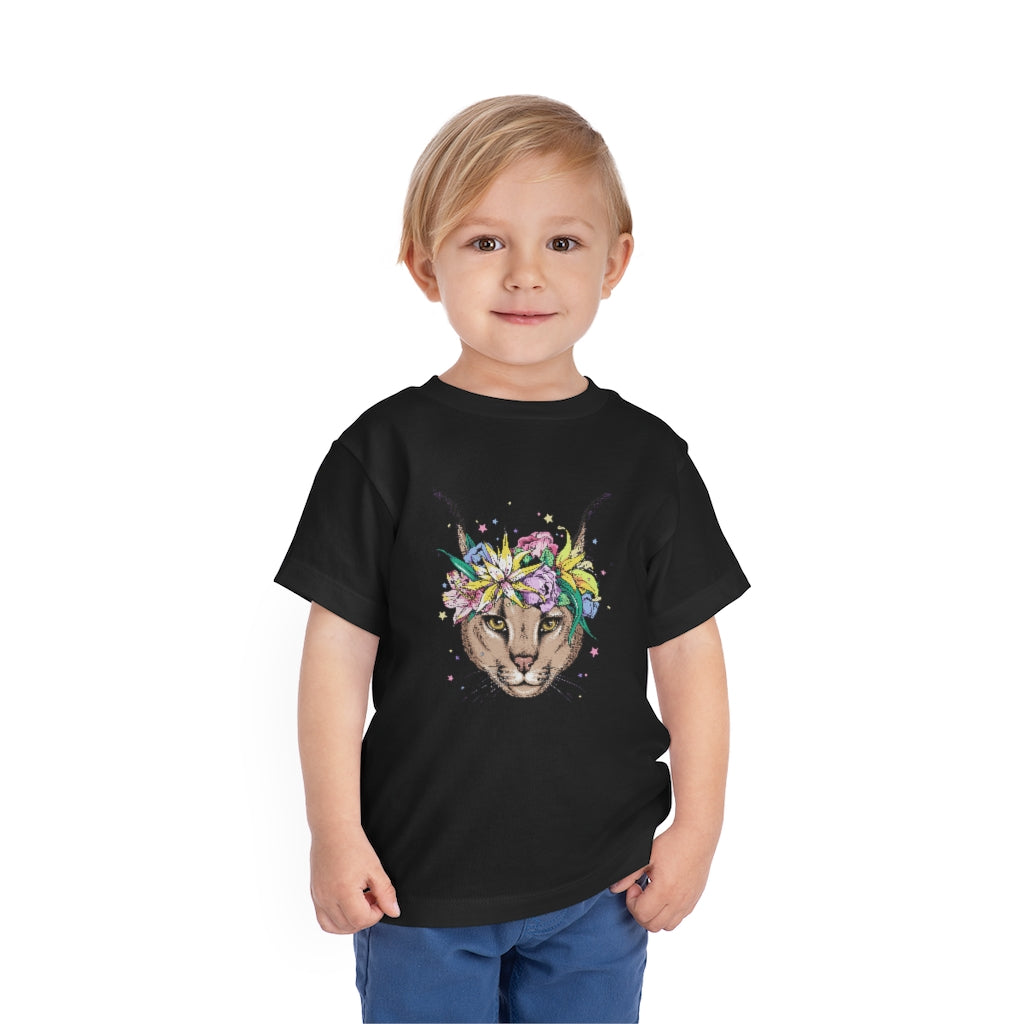 Kids Short Sleeve Tee "Caracal with flowers"
