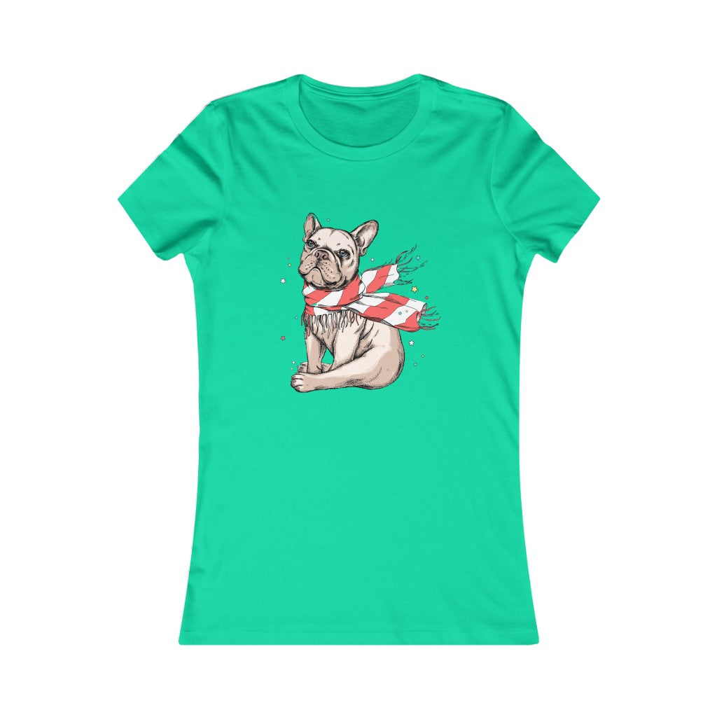 Women's Favorite Tee "French bulldog in a striped scarf"