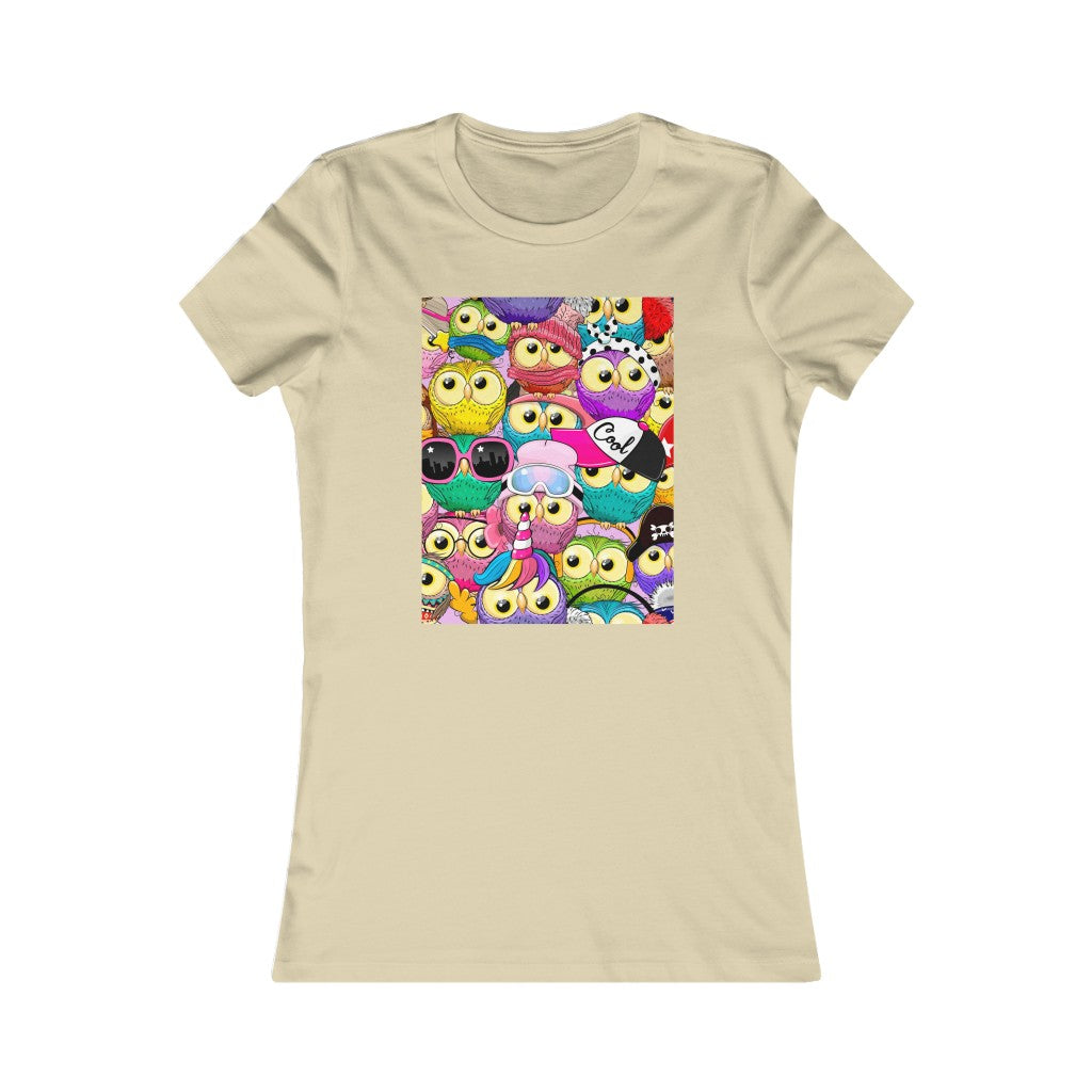 Women's Favorite Tee "Colorful Pattern with cute cartoon owls"