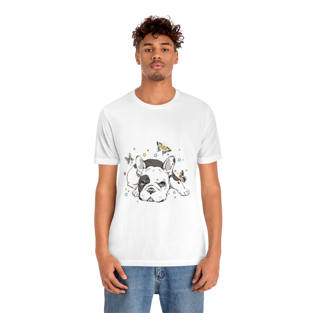 Unisex Jersey Short Sleeve Tee "French bulldog with butterflies"