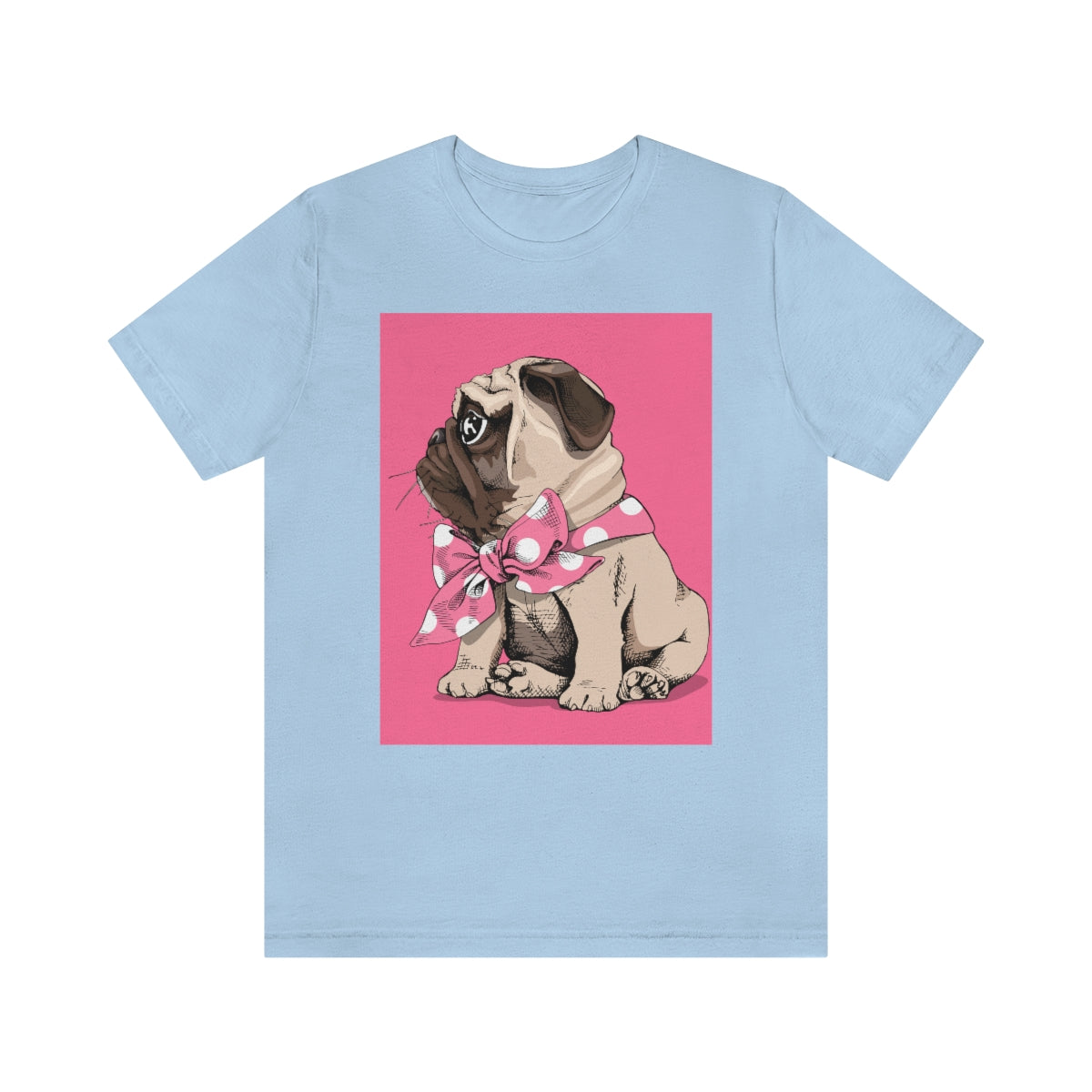 Unisex Jersey Short Sleeve Tee "Puppy Pug with a bow tie"