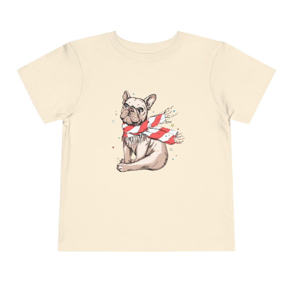 Kids Short Sleeve Tee "French bulldog in a striped scarf"