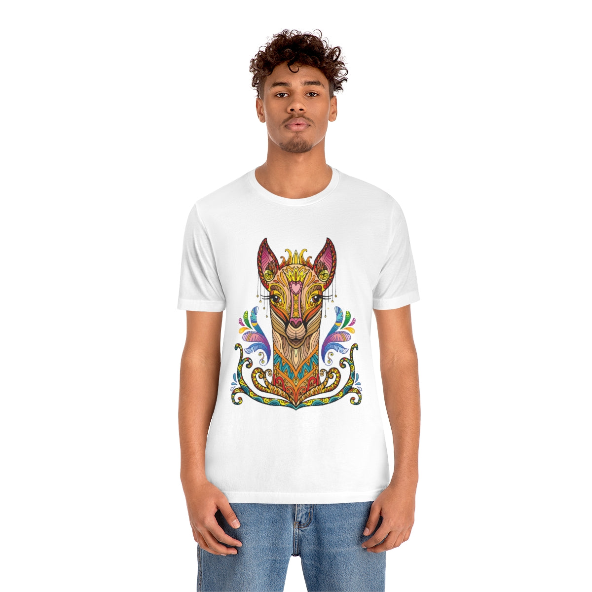 Unisex Jersey Short Sleeve Tee "Colorful llama ornament"