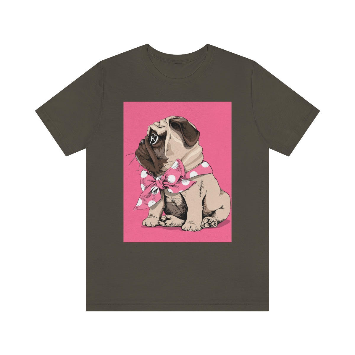 Unisex Jersey Short Sleeve Tee "Puppy Pug with a bow tie"