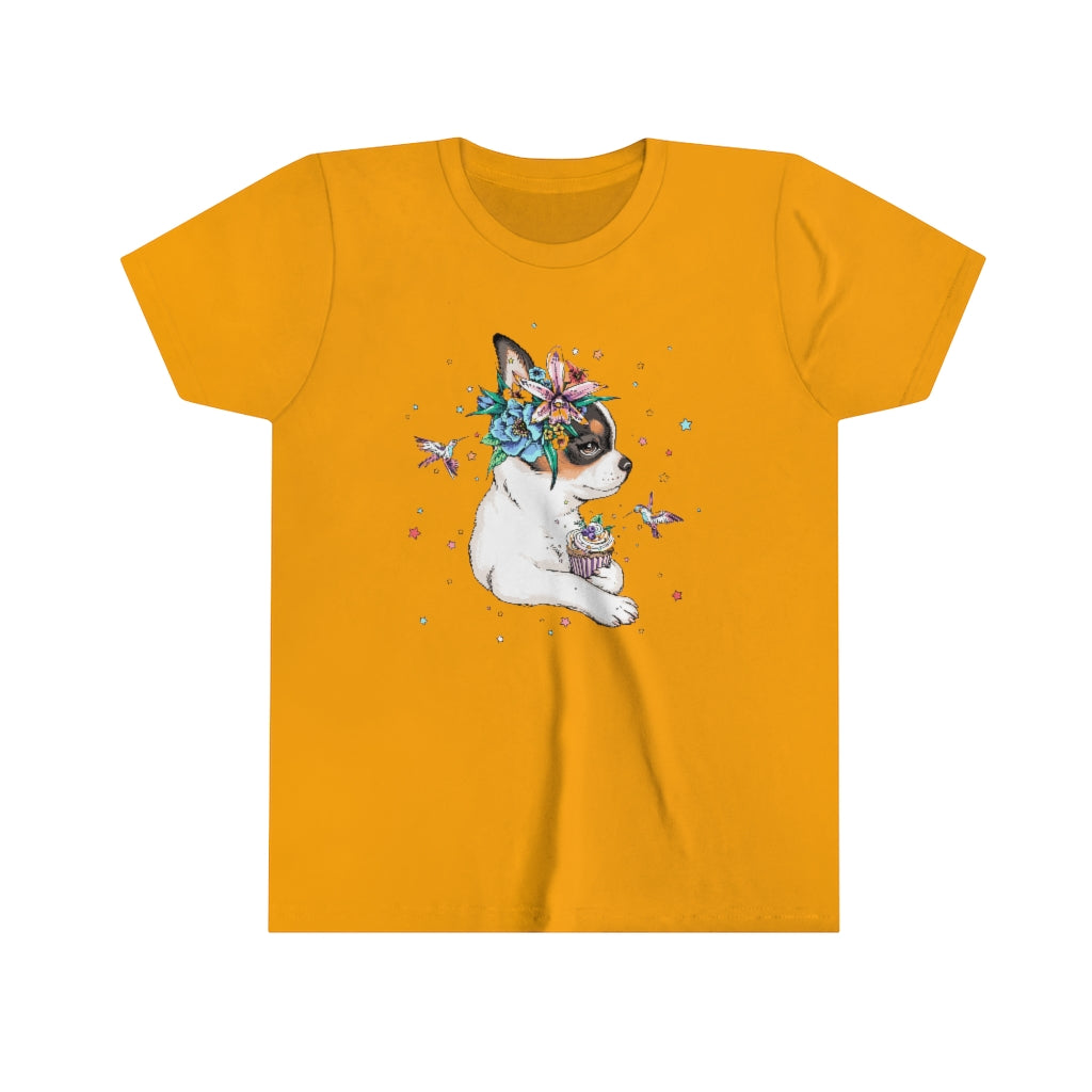 Youth Short Sleeve Tee "Chihuahua puppy & cupcake"