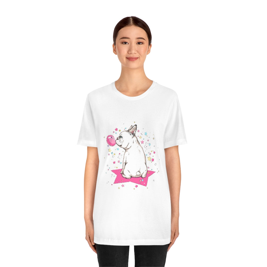 Unisex Jersey Short Sleeve Tee "French white bulldog & stars"