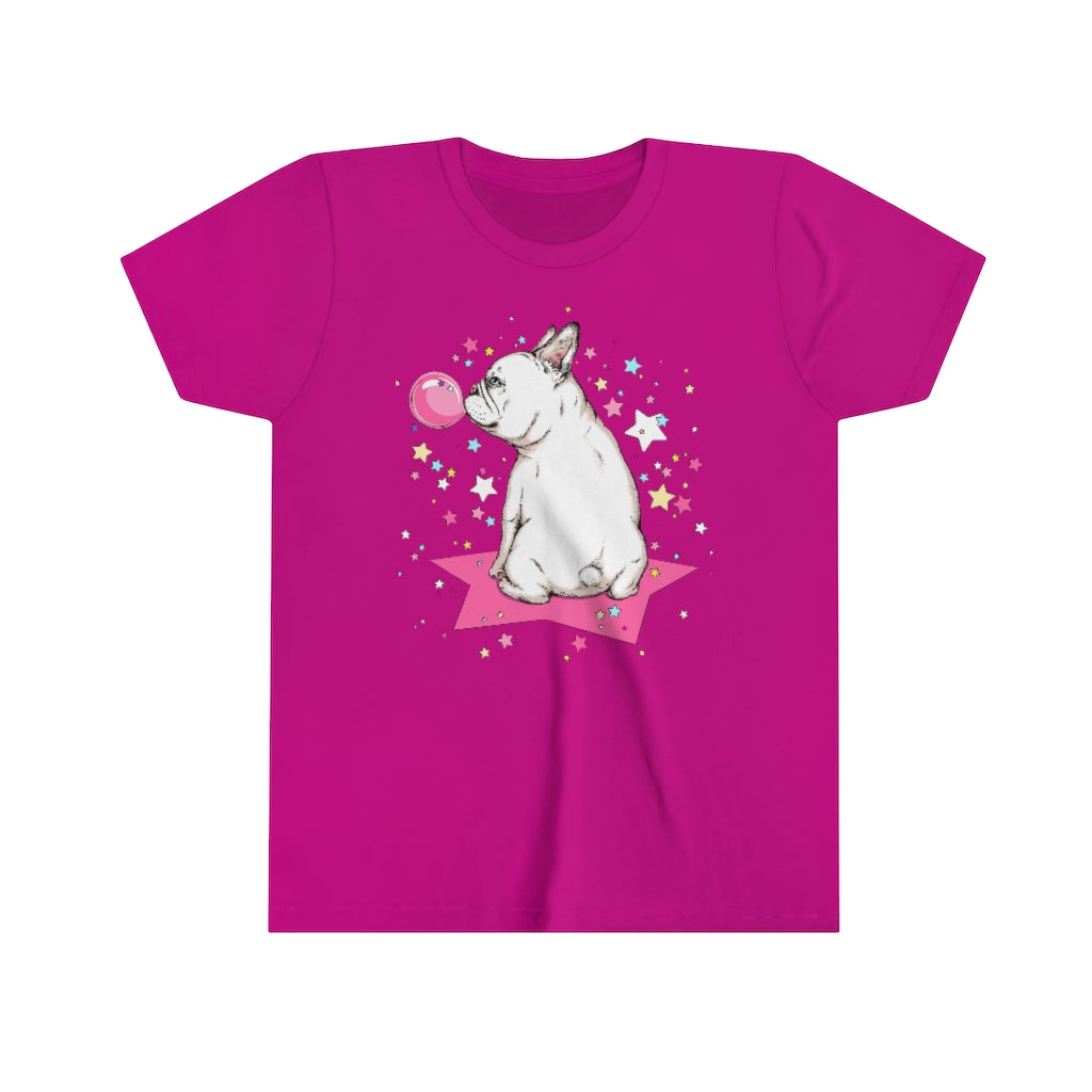Youth Short Sleeve Tee "French white bulldog & stars"
