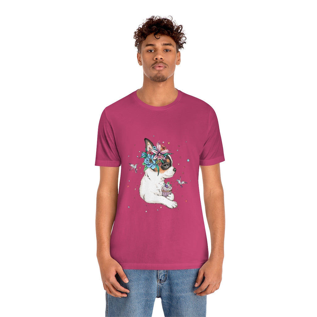 Unisex Jersey Short Sleeve Tee "Chihuahua puppy & cupcake"