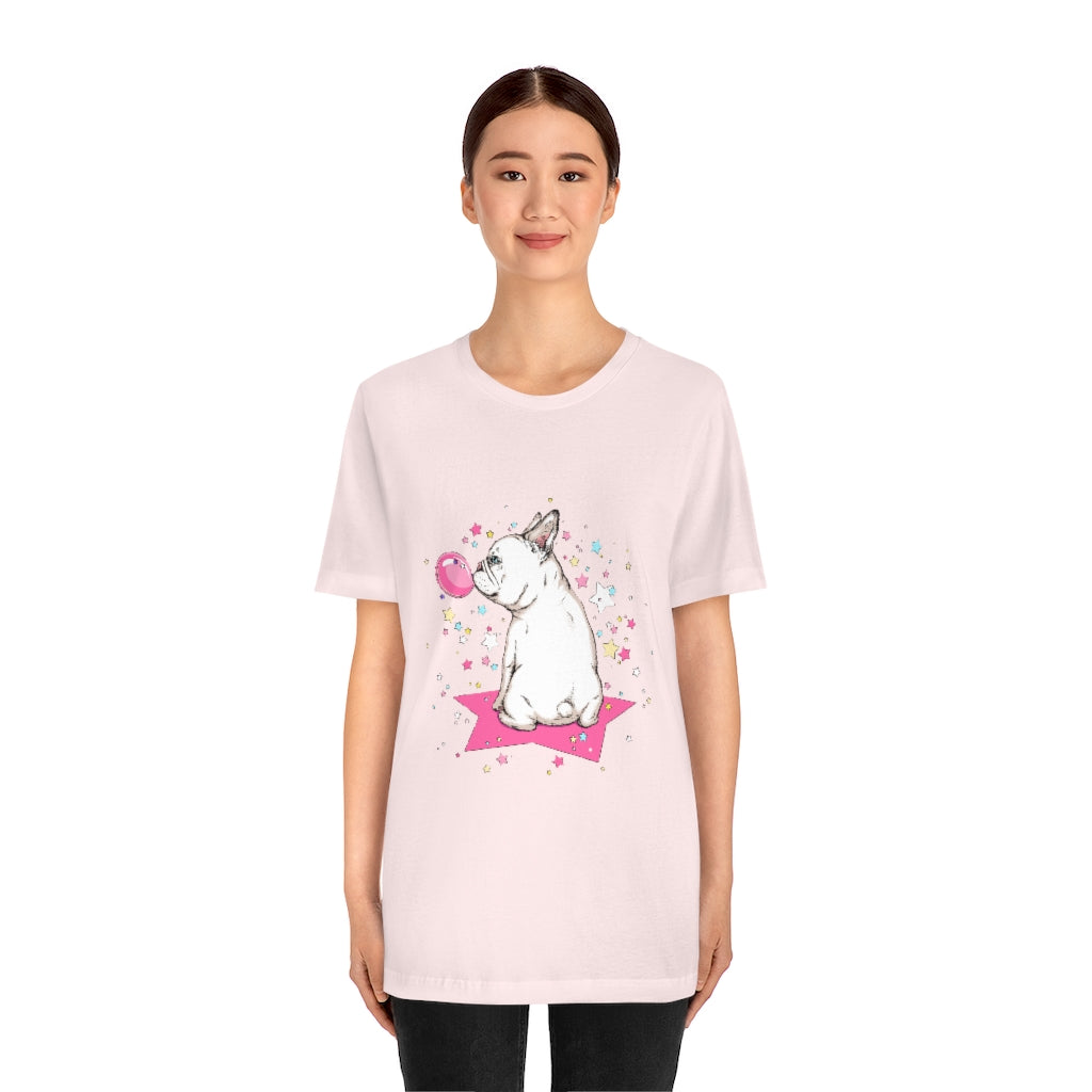 Unisex Jersey Short Sleeve Tee "French white bulldog & stars"