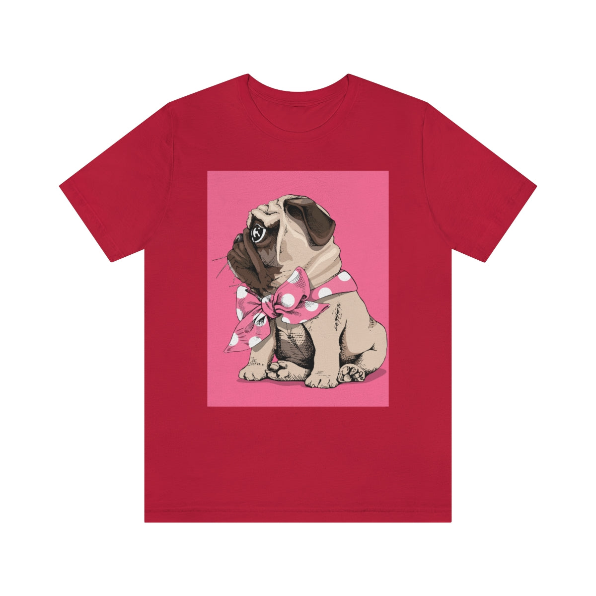 Unisex Jersey Short Sleeve Tee "Puppy Pug with a bow tie"