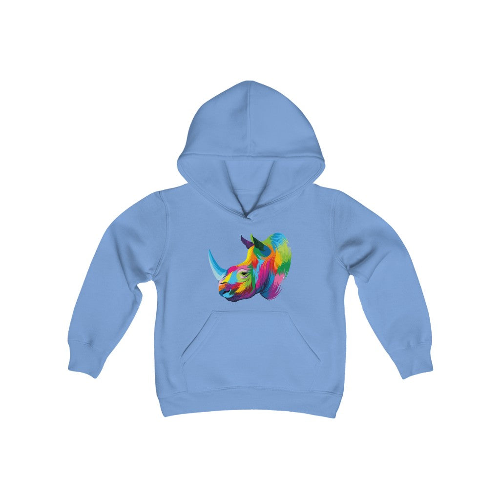 Youth Heavy Blend Hooded Sweatshirt "Abstract colorful Rhino"
