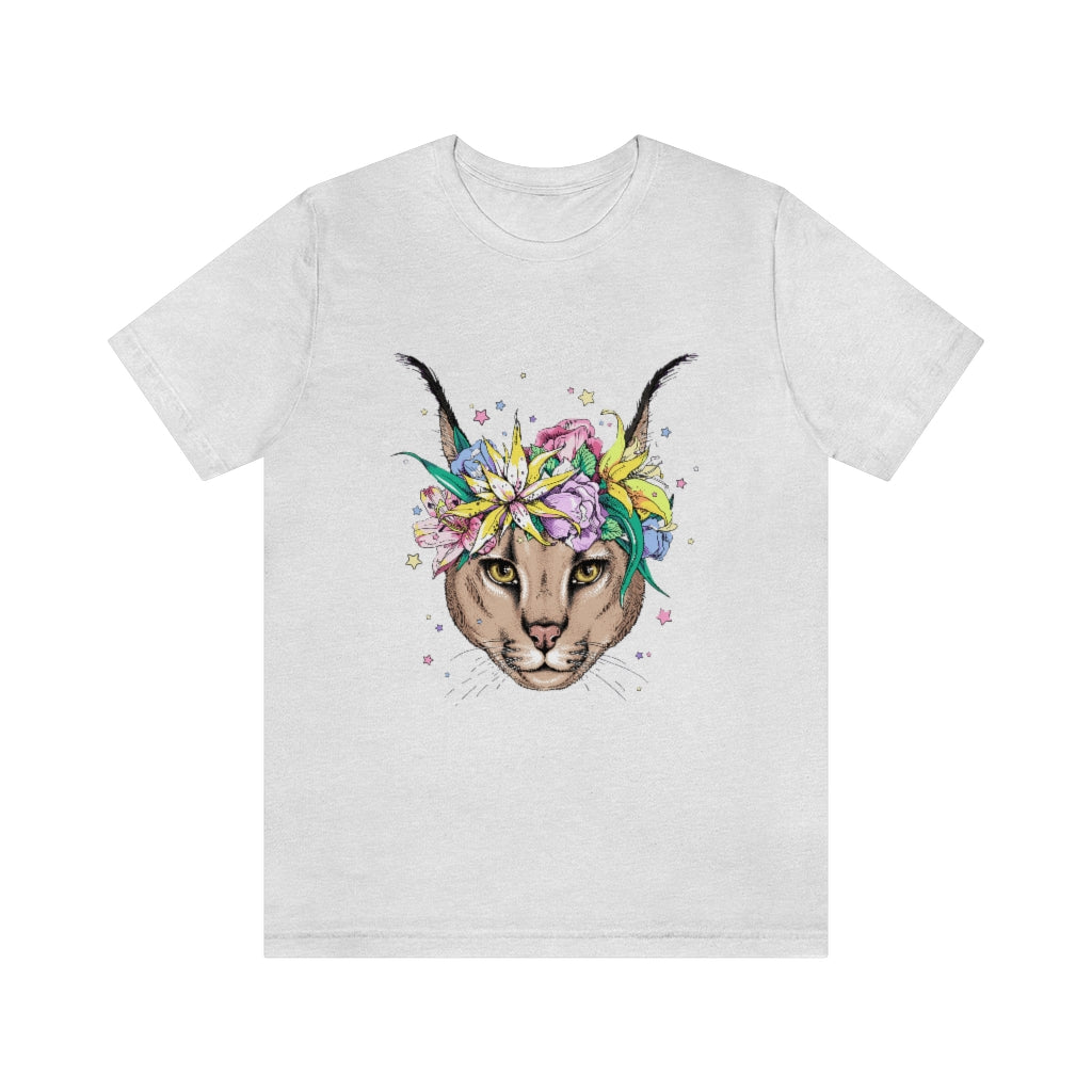 Unisex Jersey Short Sleeve Tee "Caracal with flowers"