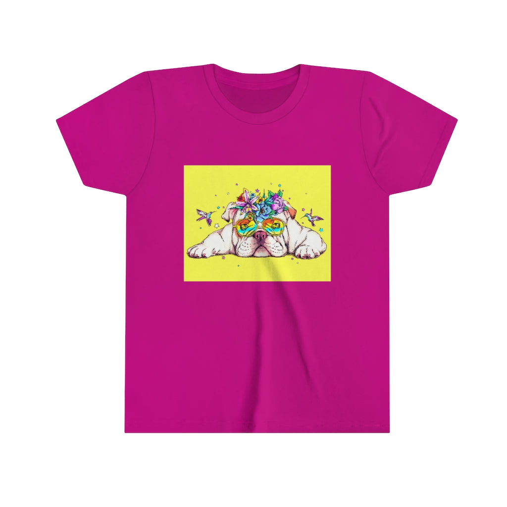 Youth Short Sleeve Tee "English bulldog & bird"