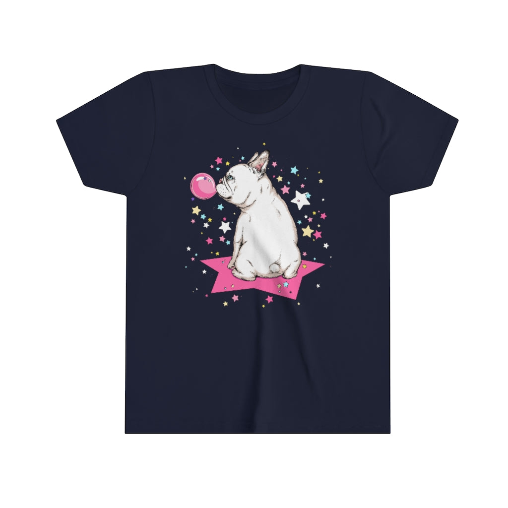 Youth Short Sleeve Tee "French white bulldog & stars"