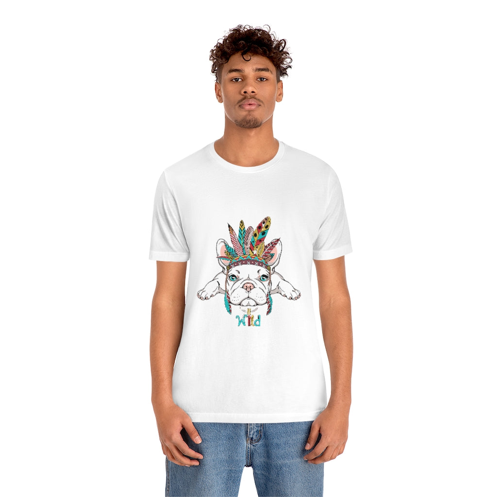 Unisex Jersey Short Sleeve Tee "French bulldog in Indian headdress"