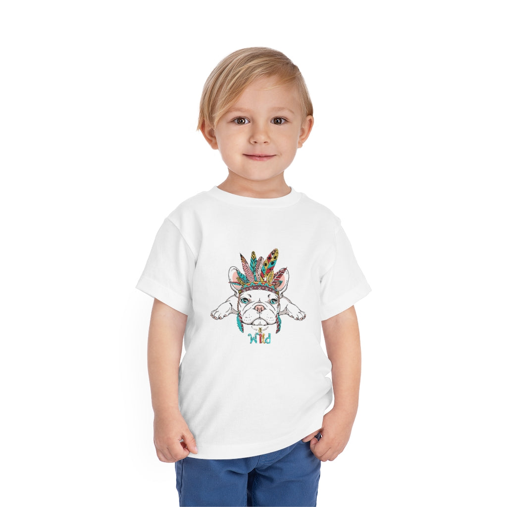 Kids Short Sleeve Tee "French bulldog in Indian headdress"