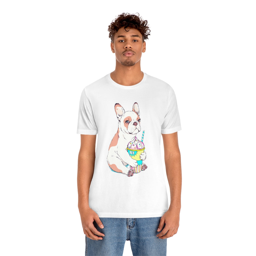Unisex Jersey Short Sleeve Tee "French bulldog & ice cream"