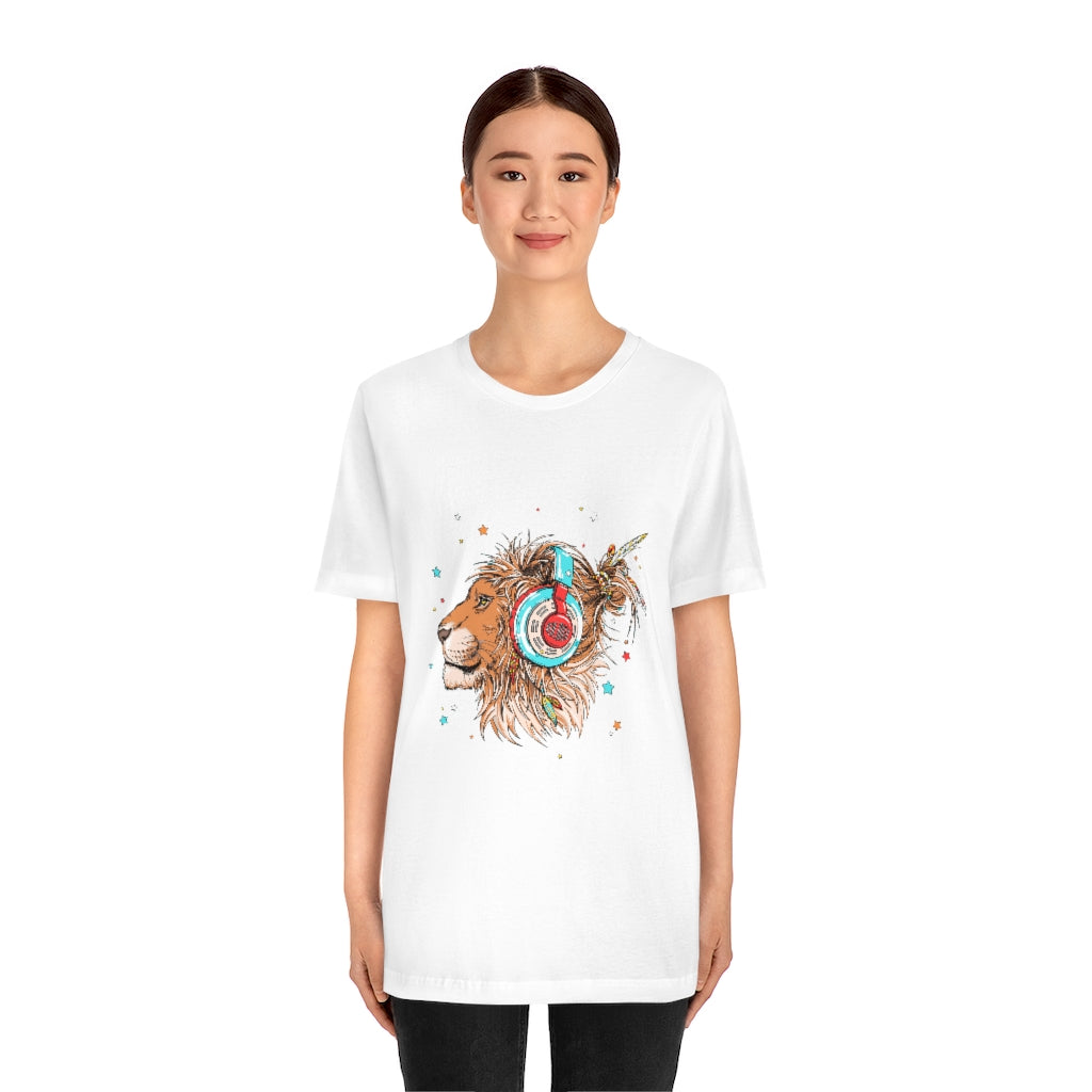 Unisex Jersey Short Sleeve Tee "Lion & headphones"