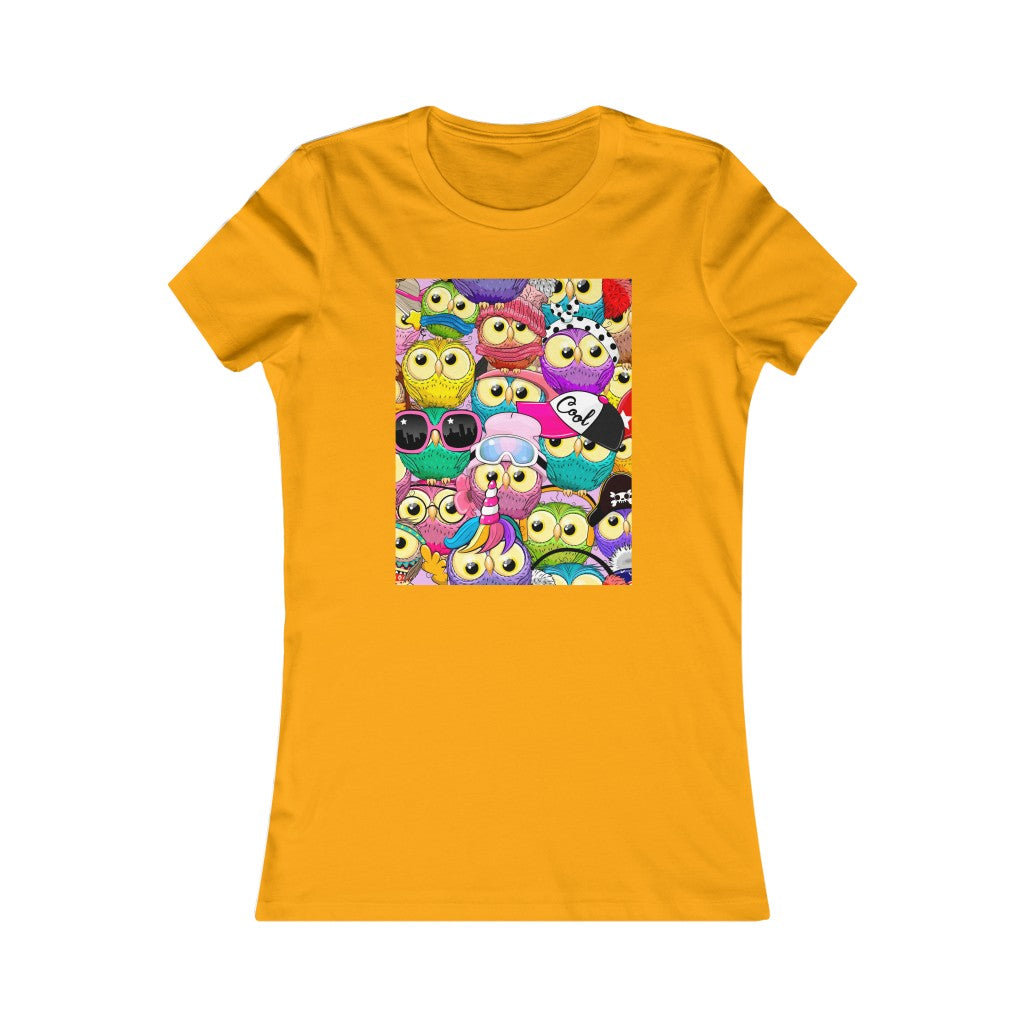 Women's Favorite Tee "Colorful Pattern with cute cartoon owls"