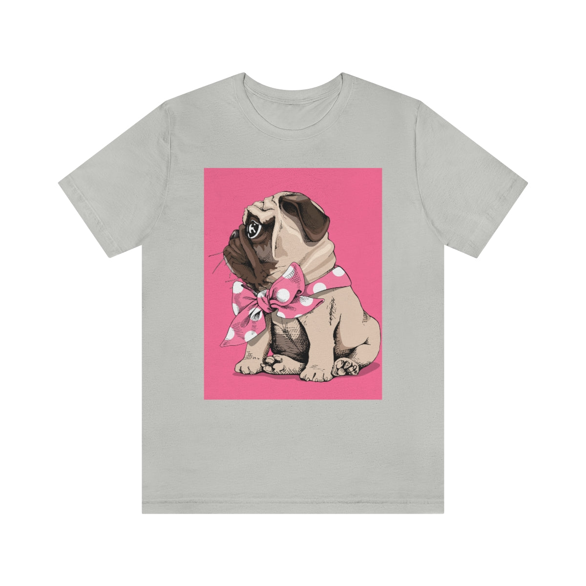 Unisex Jersey Short Sleeve Tee "Puppy Pug with a bow tie"