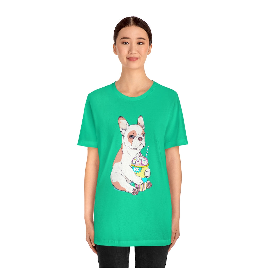 Unisex Jersey Short Sleeve Tee "French bulldog & ice cream"