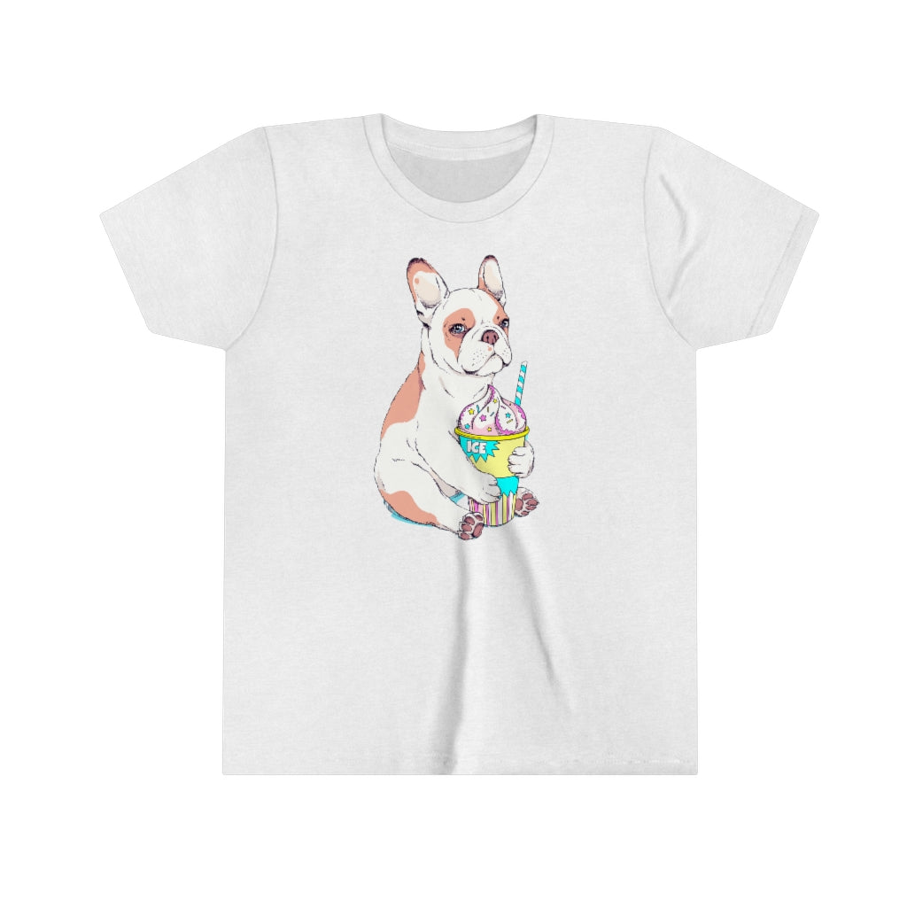 Youth Short Sleeve Tee "French bulldog & ice cream"