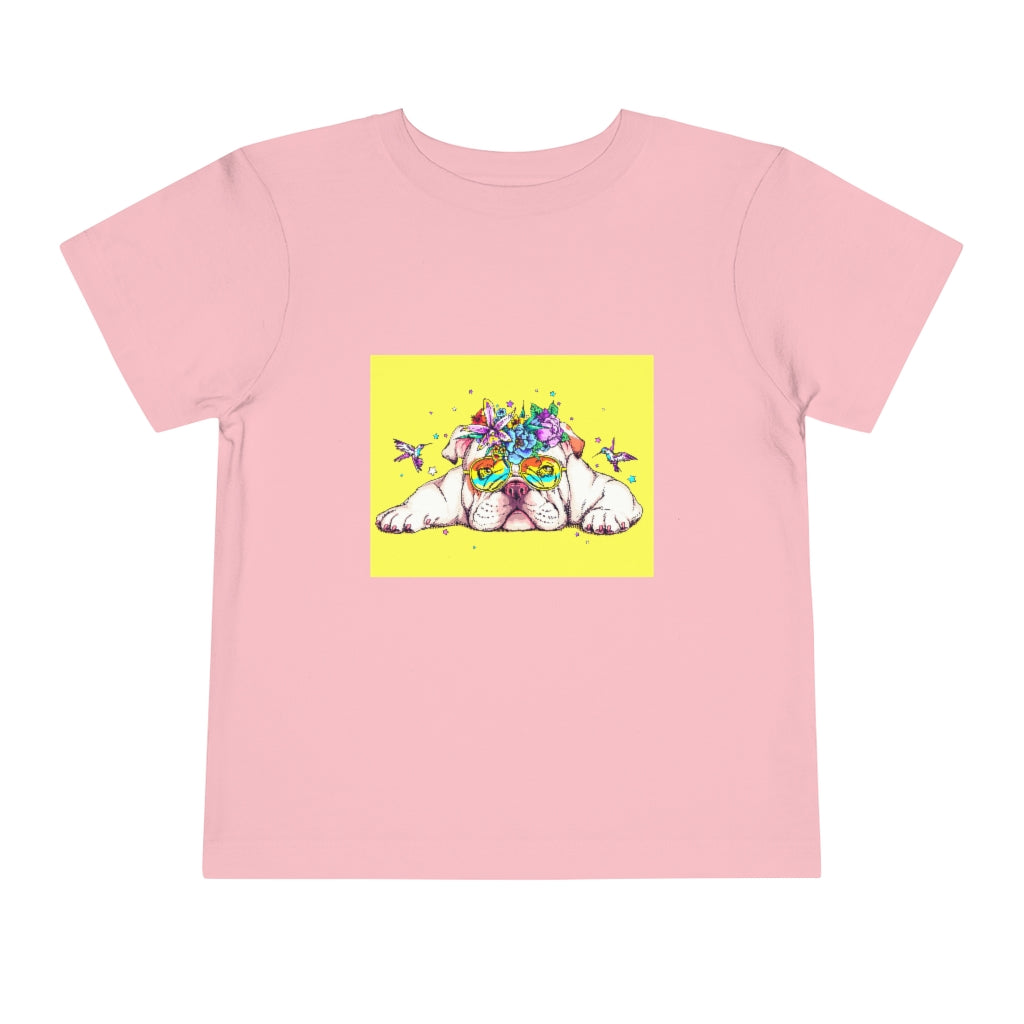 Kids Short Sleeve Tee "English bulldog & bird"