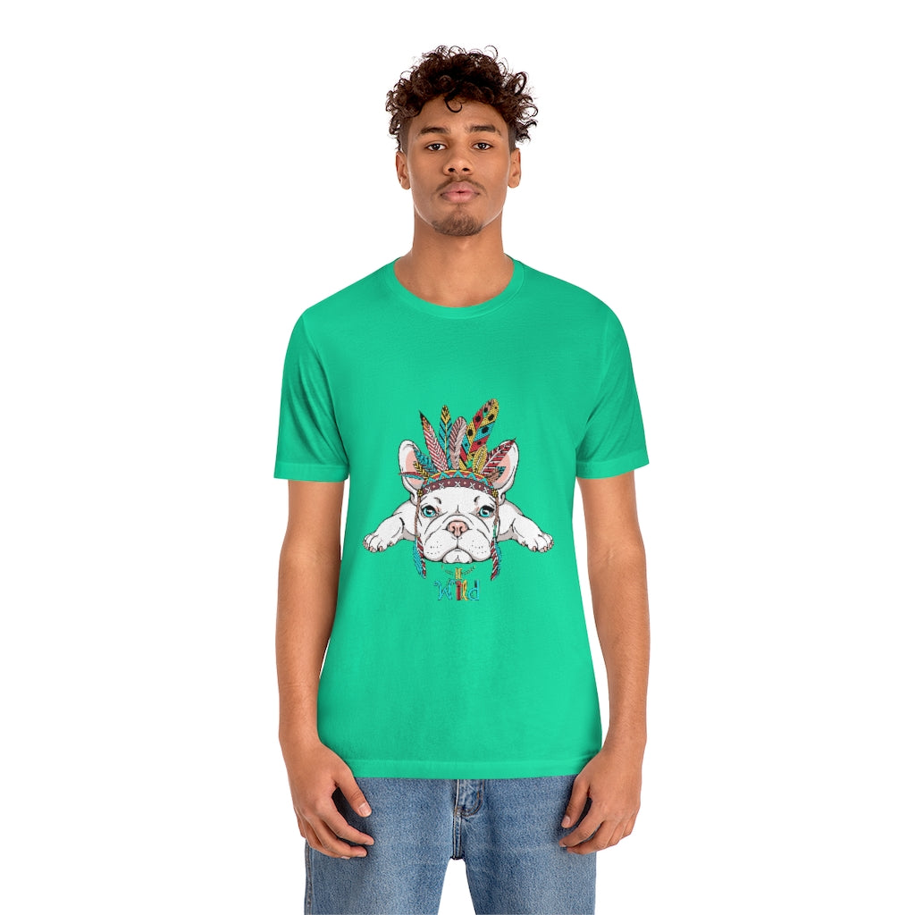 Unisex Jersey Short Sleeve Tee "French bulldog in Indian headdress"