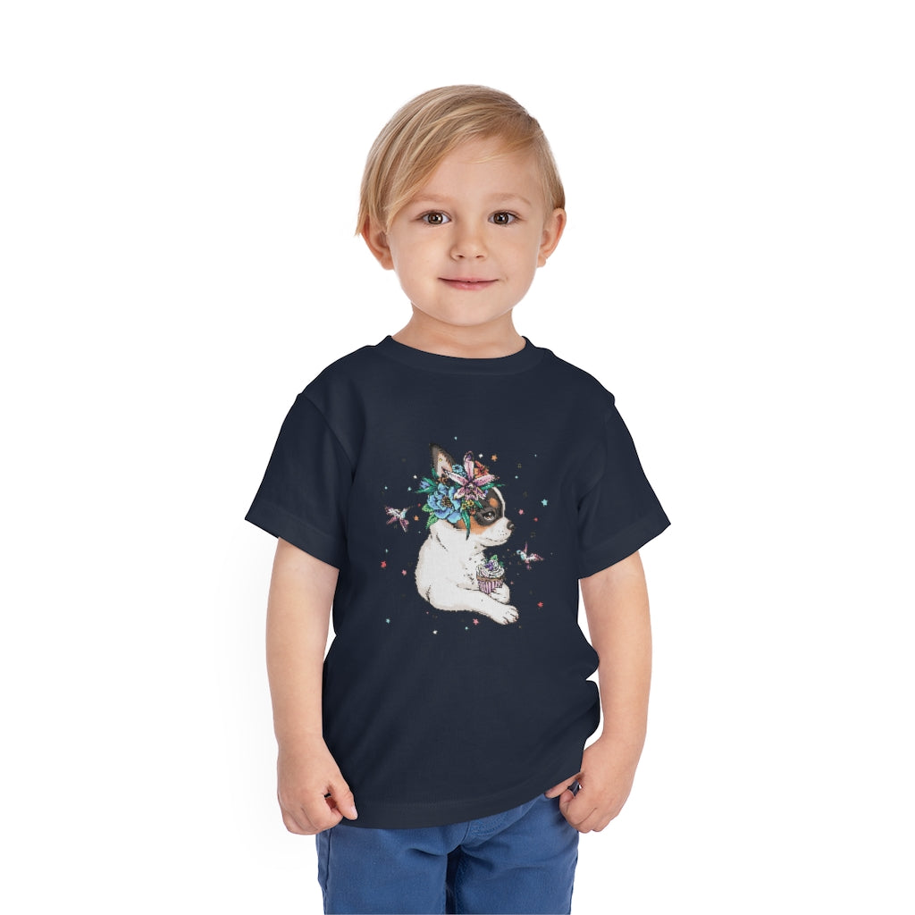 Kids Short Sleeve Tee "Chihuahua puppy & cupcake"
