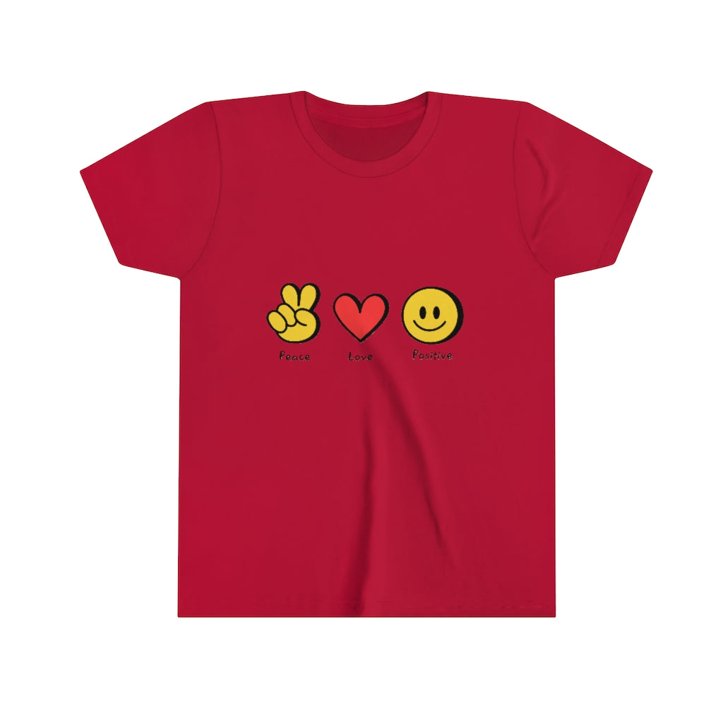 Youth Short Sleeve Tee "Peace, love, positive"