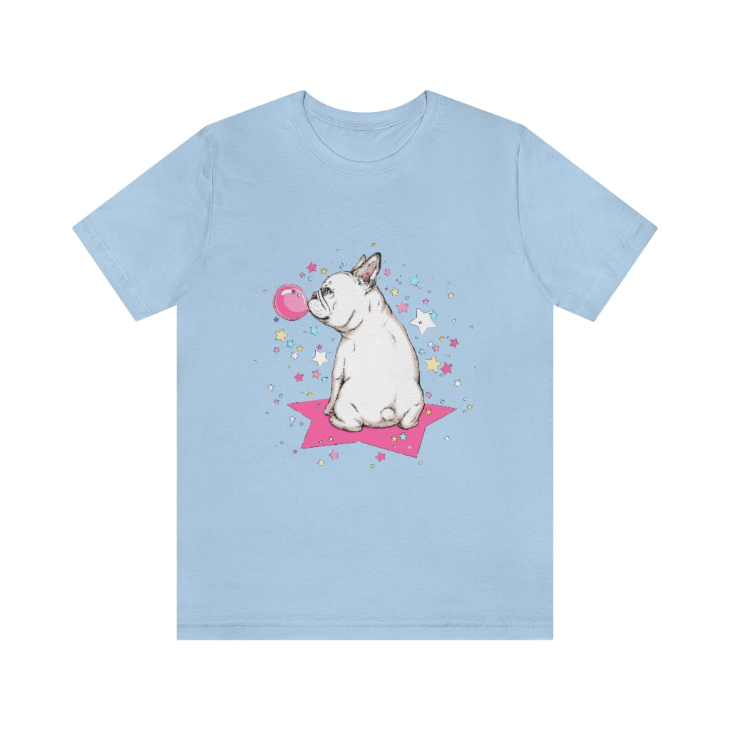 Unisex Jersey Short Sleeve Tee "French white bulldog & stars"
