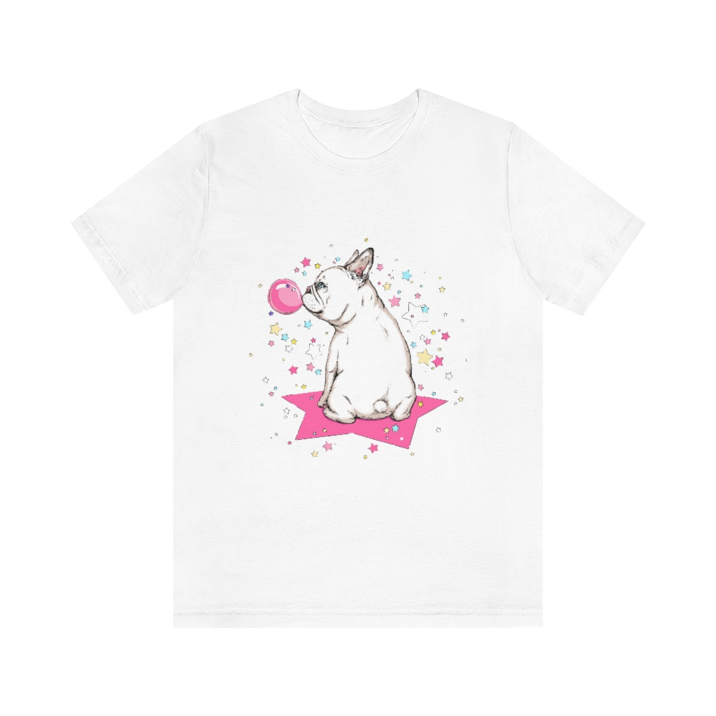 Unisex Jersey Short Sleeve Tee "French white bulldog & stars"