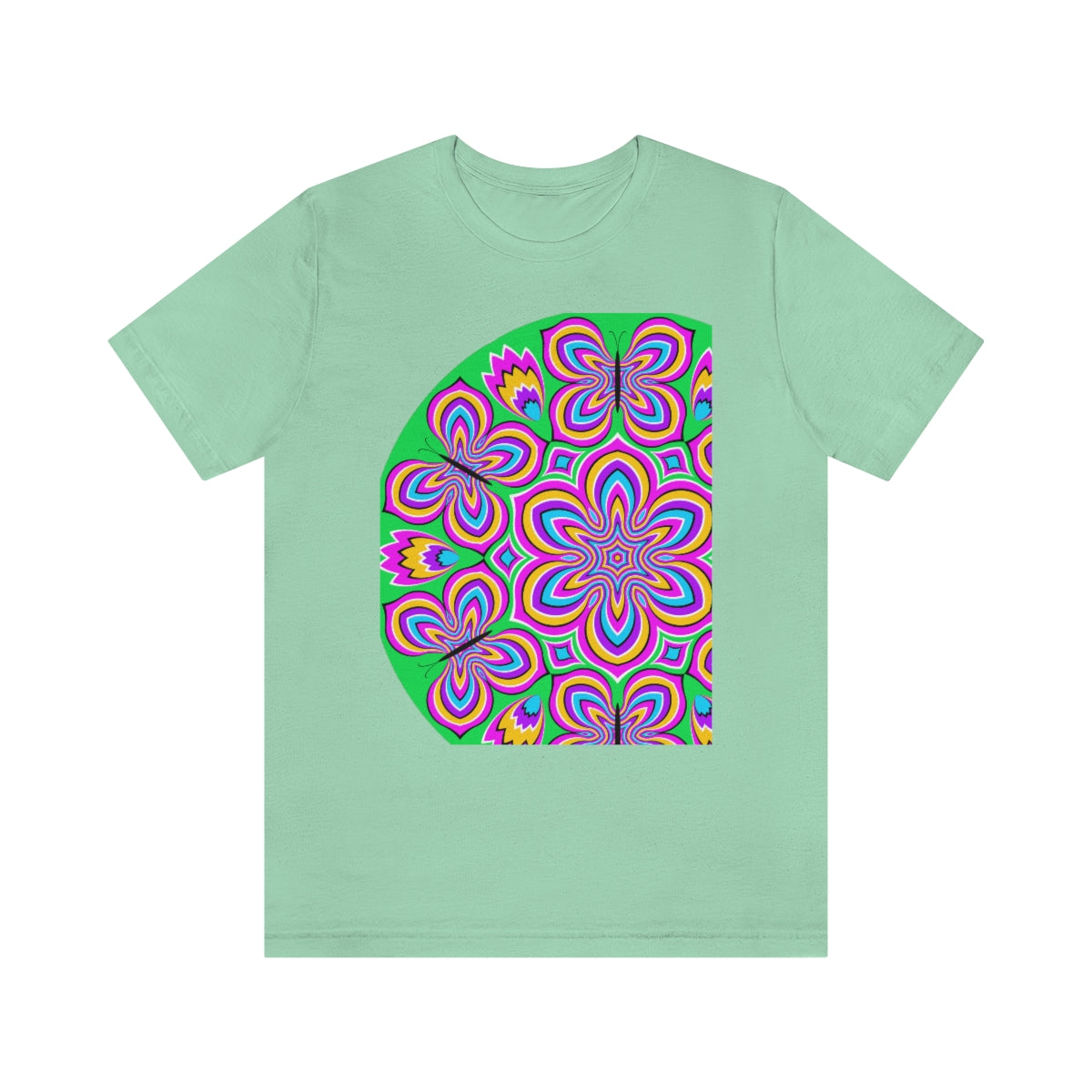 Unisex Jersey Short Sleeve Tee "Optical illusion Colorful flower and butterflies"