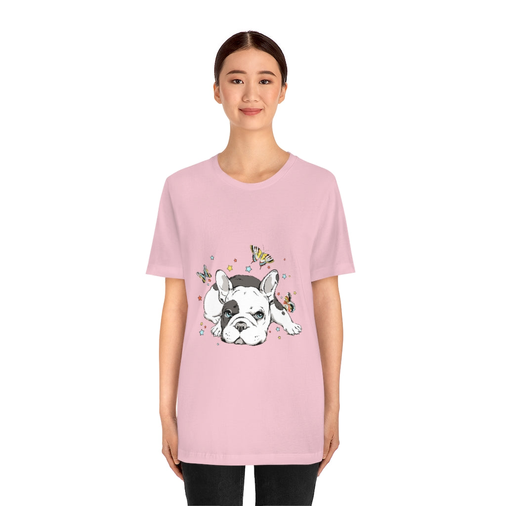 Unisex Jersey Short Sleeve Tee "French bulldog with butterflies"