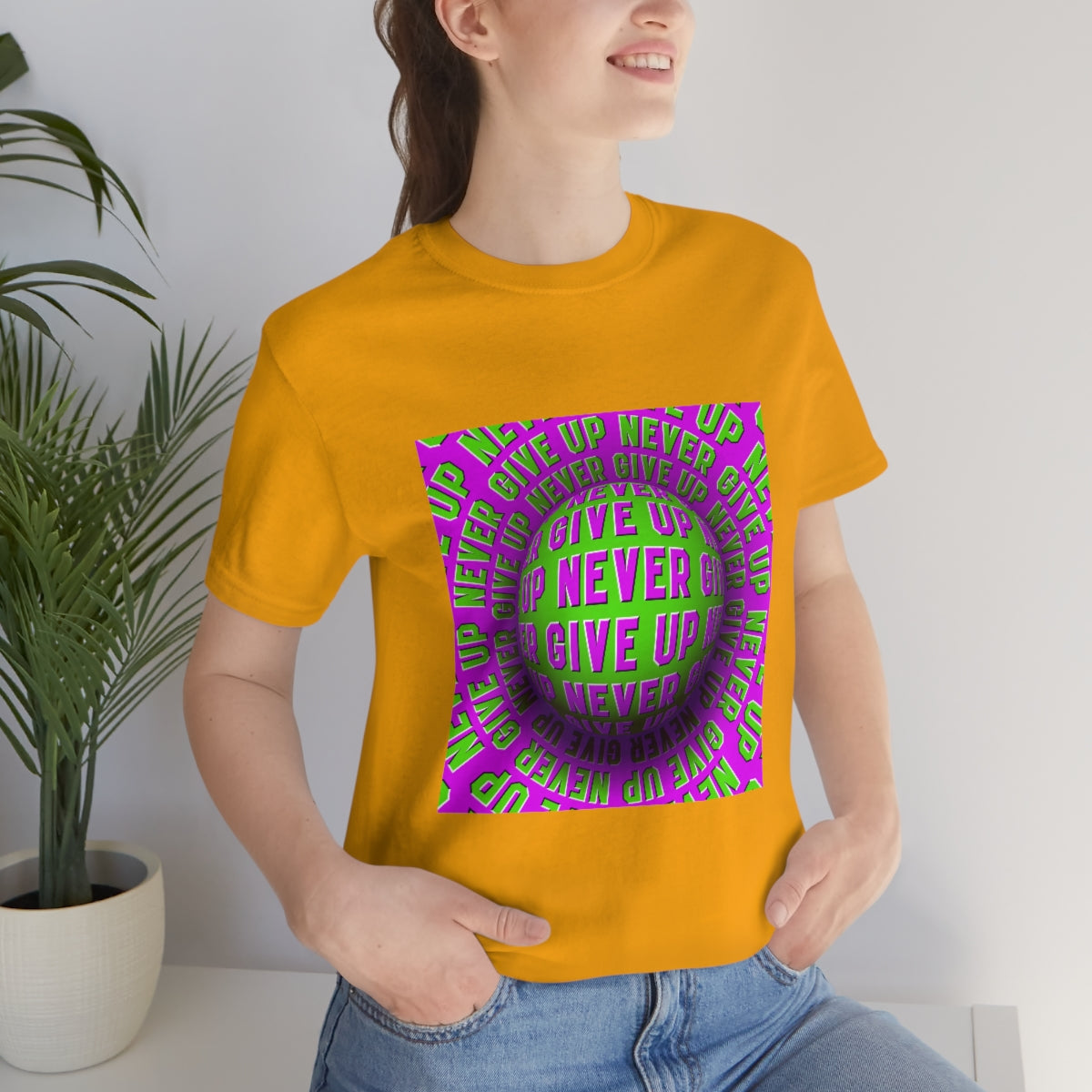 Unisex Jersey Short Sleeve Tee "Optical illusion Never give up"