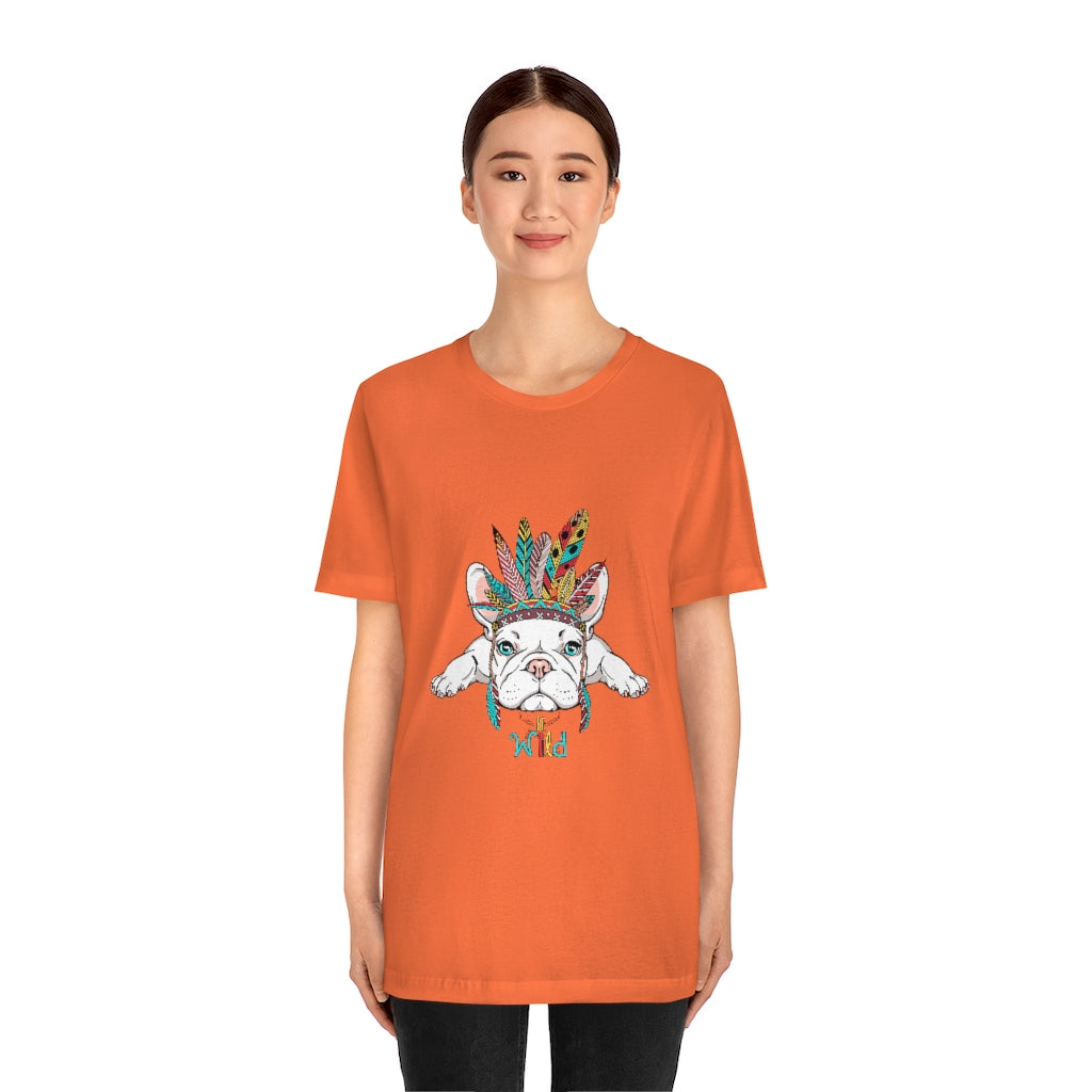 Unisex Jersey Short Sleeve Tee "French bulldog in Indian headdress"