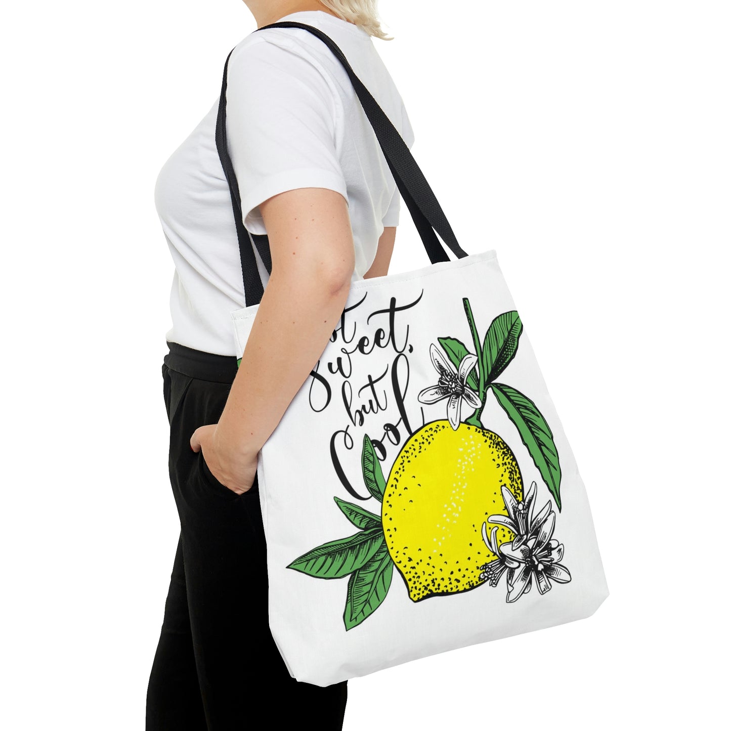 AOP Tote Bag 2 sides "Lemons with leaves and flowers"