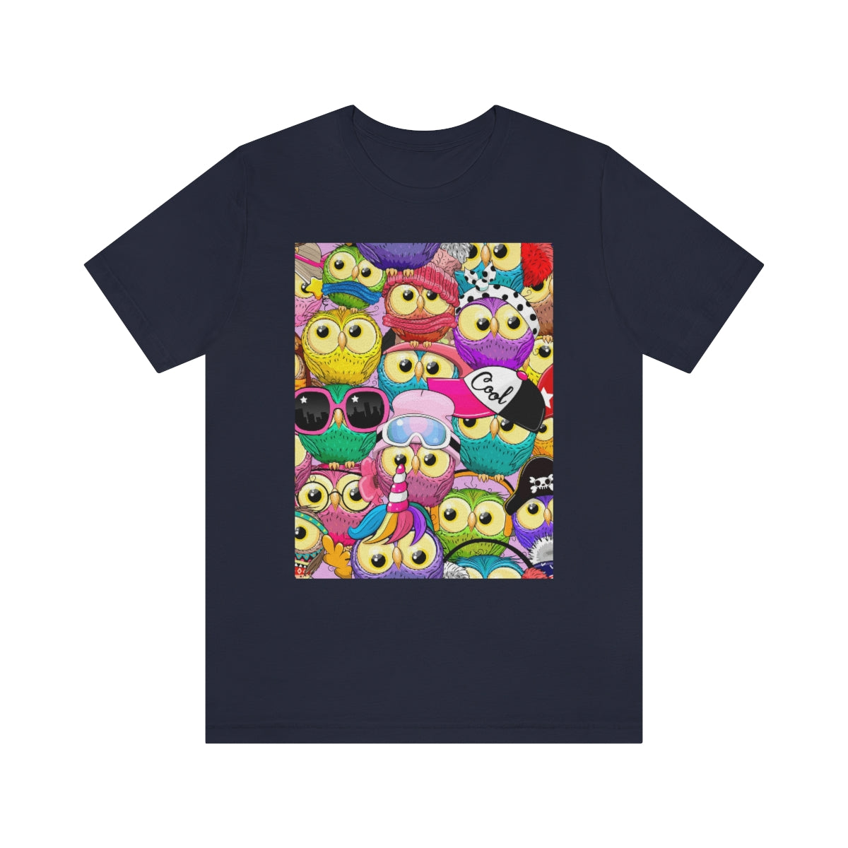 Unisex Jersey Short Sleeve Tee "Colorful Pattern with cute cartoon owls"