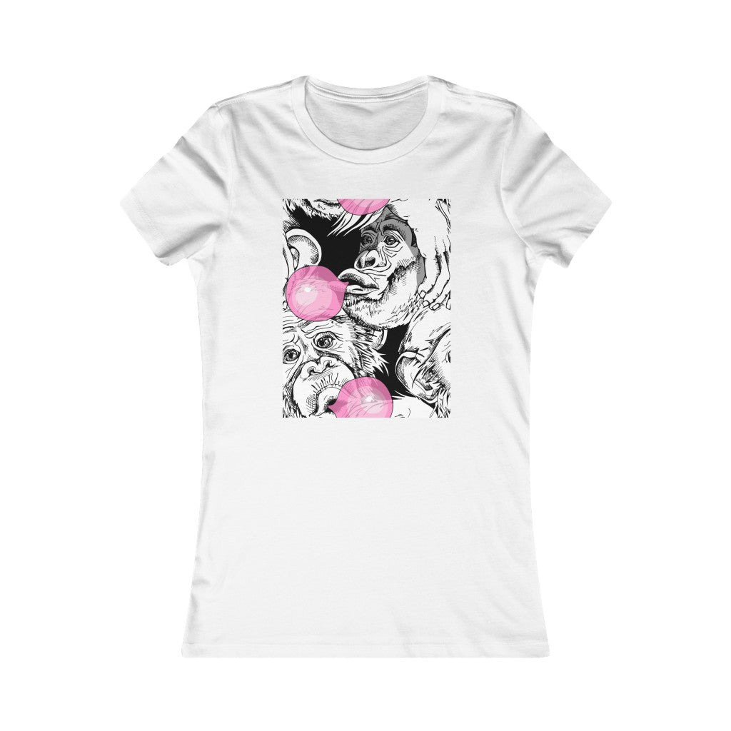 Women's Favorite Tee "Funny Monkey with a pink bubble gum"