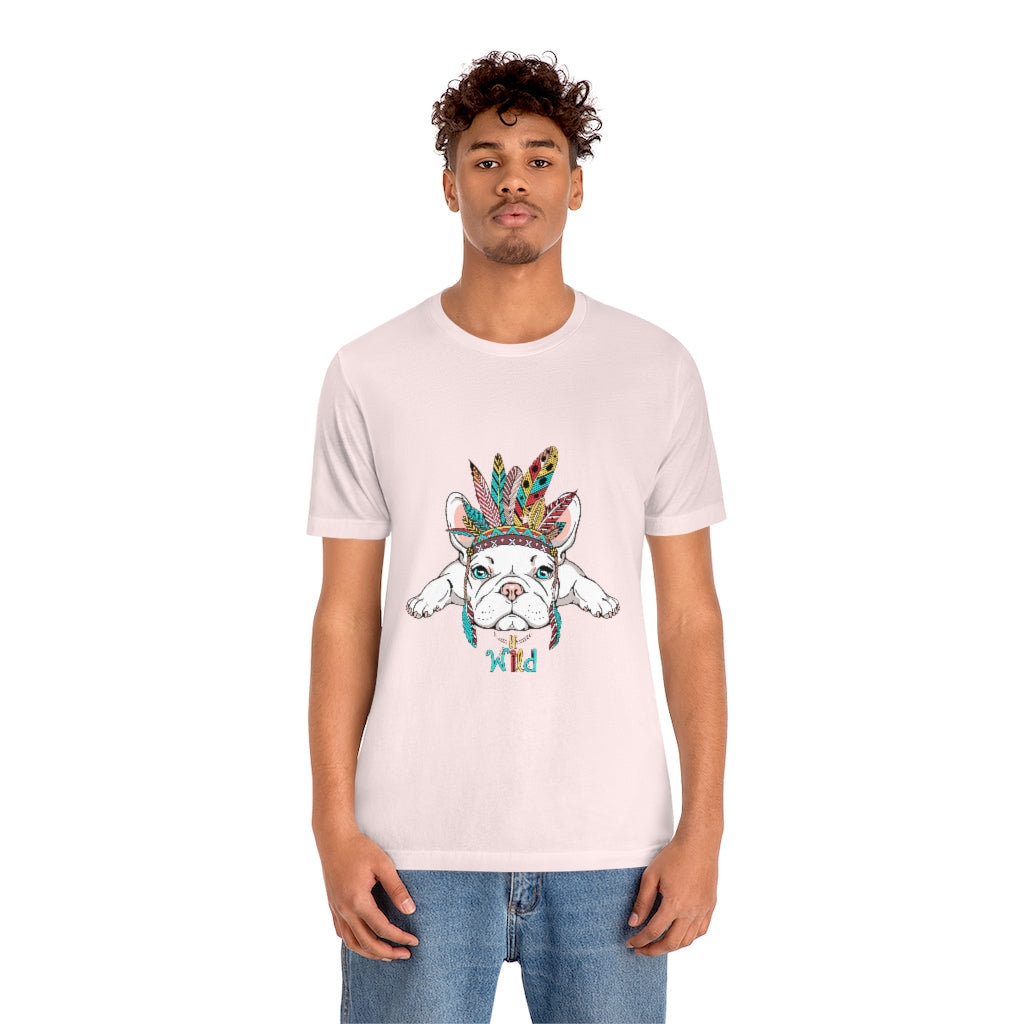 Unisex Jersey Short Sleeve Tee "French bulldog in Indian headdress"
