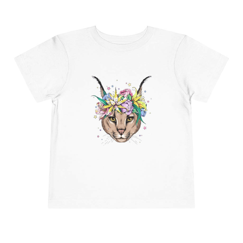 Kids Short Sleeve Tee "Caracal with flowers"