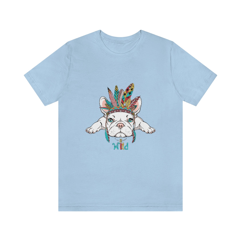 Unisex Jersey Short Sleeve Tee "French bulldog in Indian headdress"