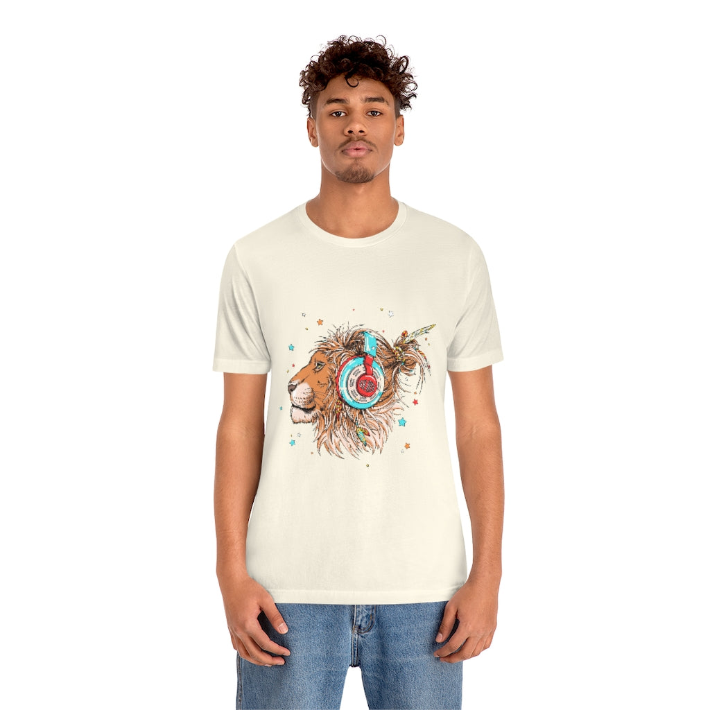 Unisex Jersey Short Sleeve Tee "Lion & headphones"