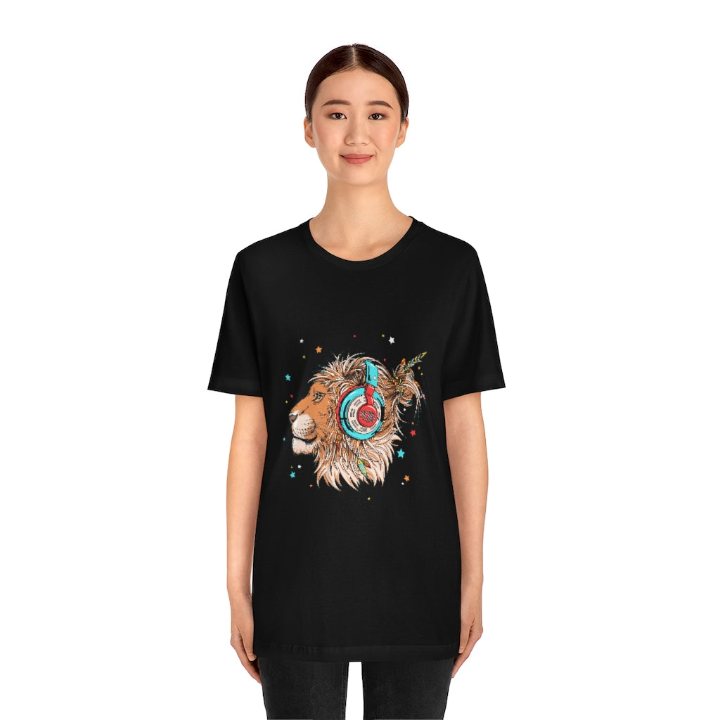 Unisex Jersey Short Sleeve Tee "Lion & headphones"