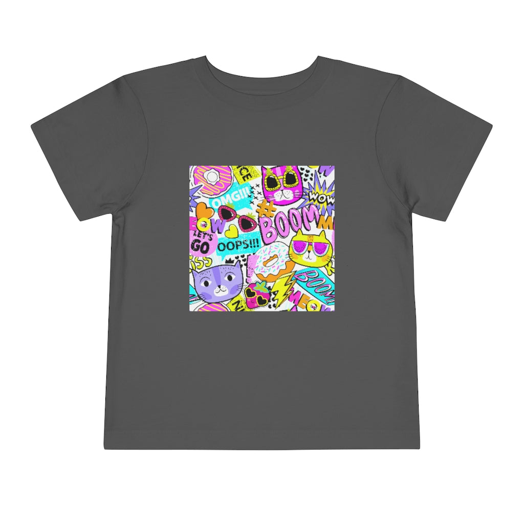 Kids Short Sleeve Tee "Funny cats in sunglasses Abstract pattern"